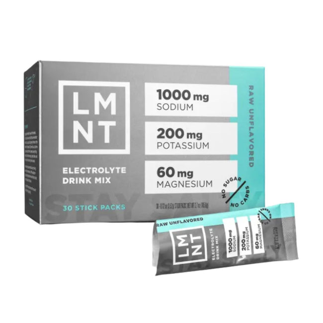 LMNT Raw Unflavored Electrolyte Drink Mix 30 stick box