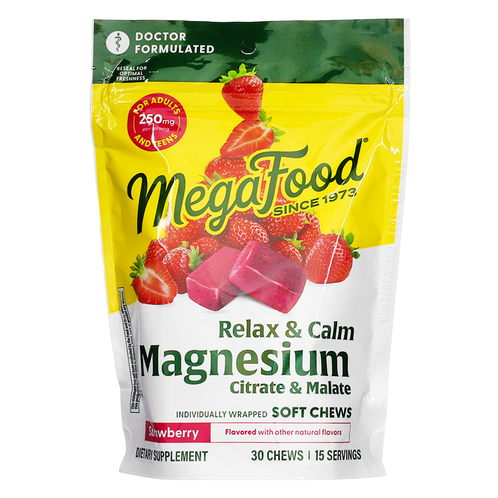 MegaFood Relax & Calm Magnesium Soft Chews, Strawberry – 30 Chews