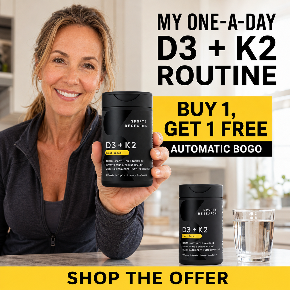 Sports Research D3 + K2 – 60 Softgels – 2 Pack