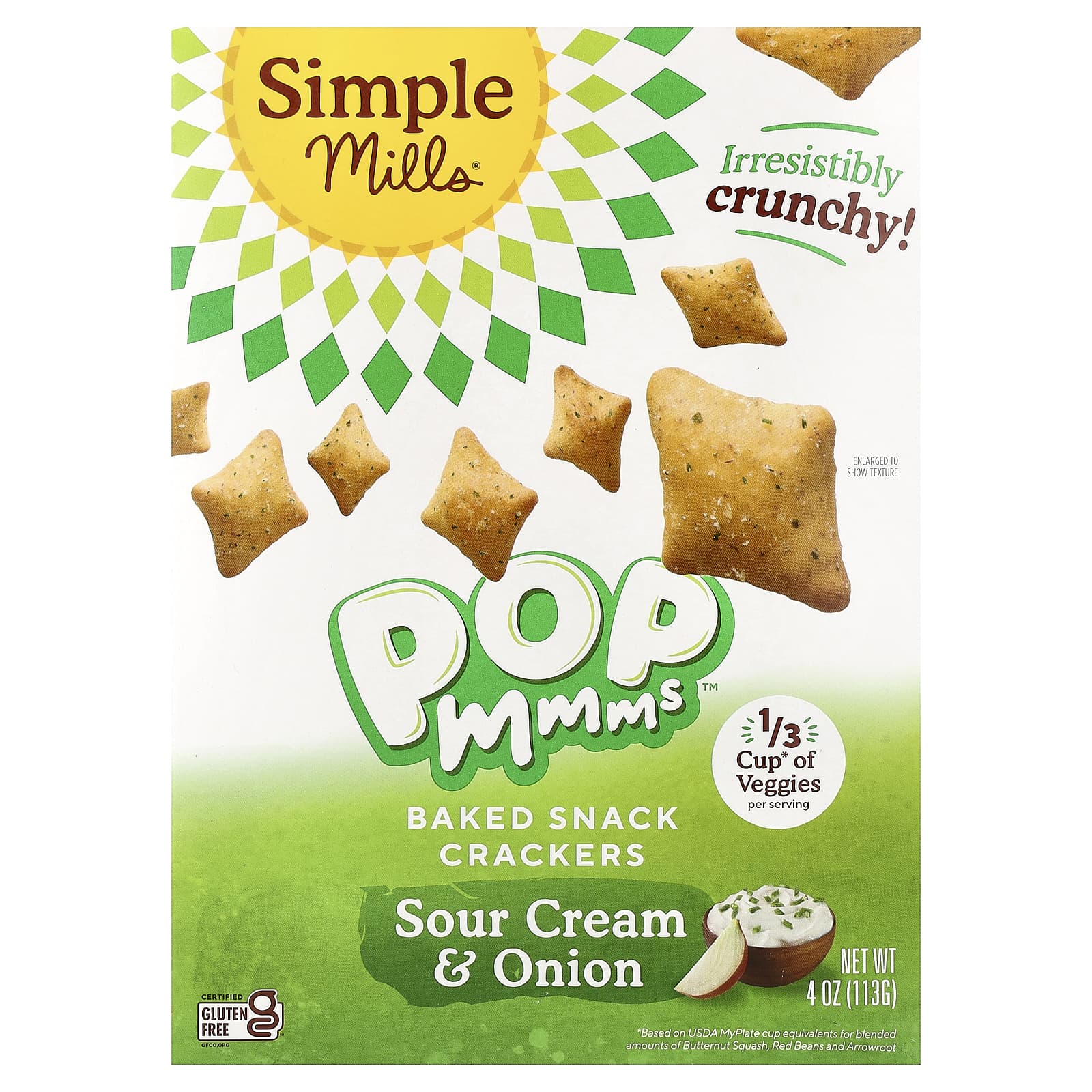 Simple Mills Sour Cream & Onion Pop Mmms Crackers – 4 oz