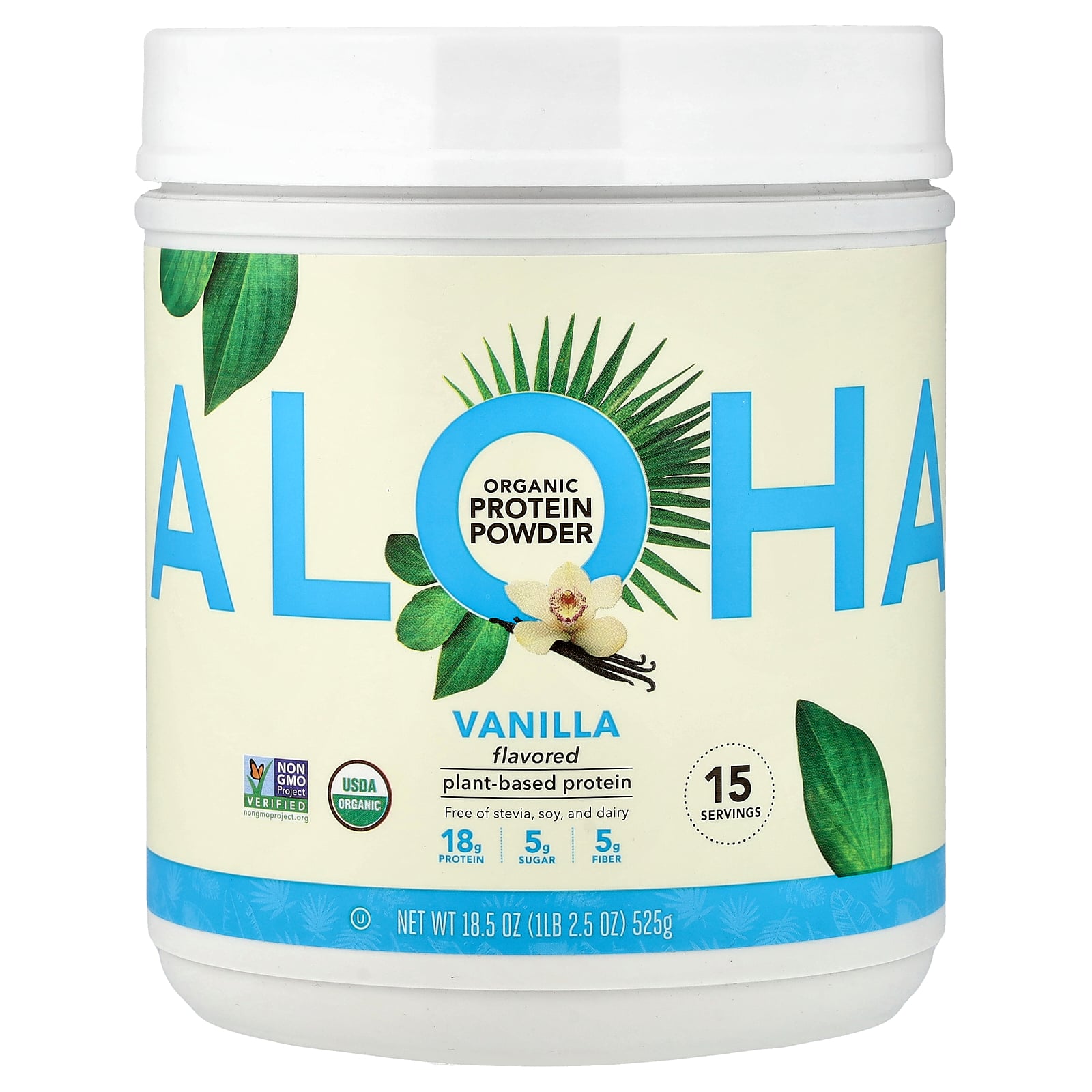 Aloha Organic Plant-Based Protein Powder, Vanilla – 525 g