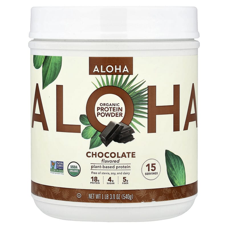 Aloha Organic Plant-Based Protein Powder, Chocolate – 540 g