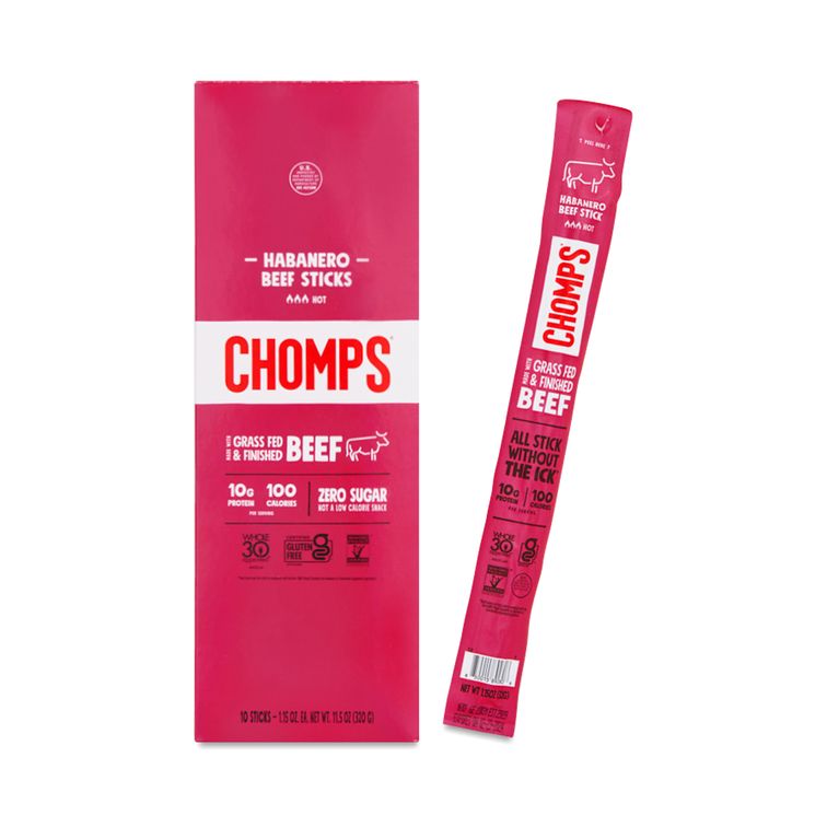 Chomps Habanero Grass-Fed Beef Sticks – 10 Count