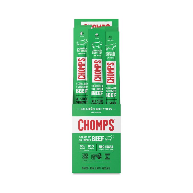 Chomps Jalapeño Grass-Fed Beef Sticks – 24 Count