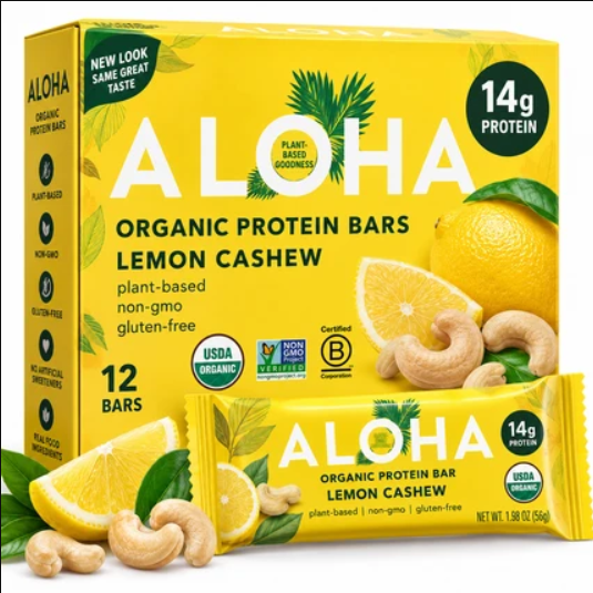 ALOHA Organic Protein Bars – Buy 1 Get 1 FREE | 14g Plant Protein | 12 Count