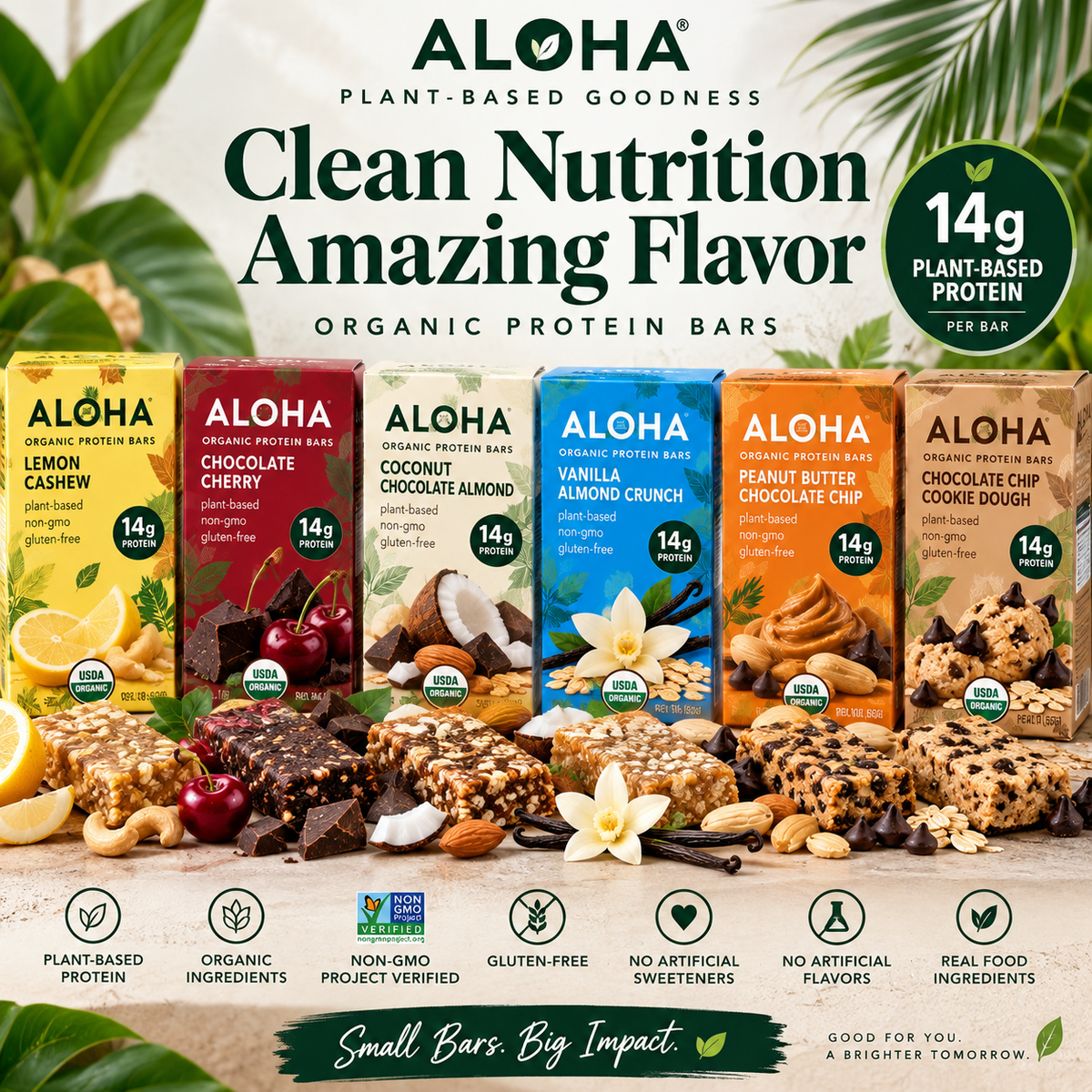 ALOHA BOGO offer with two boxes and 24 bars