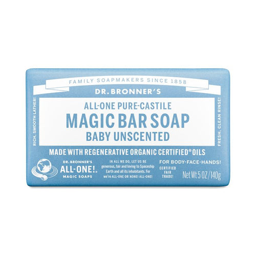 Dr. Bronner's Pure-Castile Magic Bar Soap Baby Unscented 6-Pack