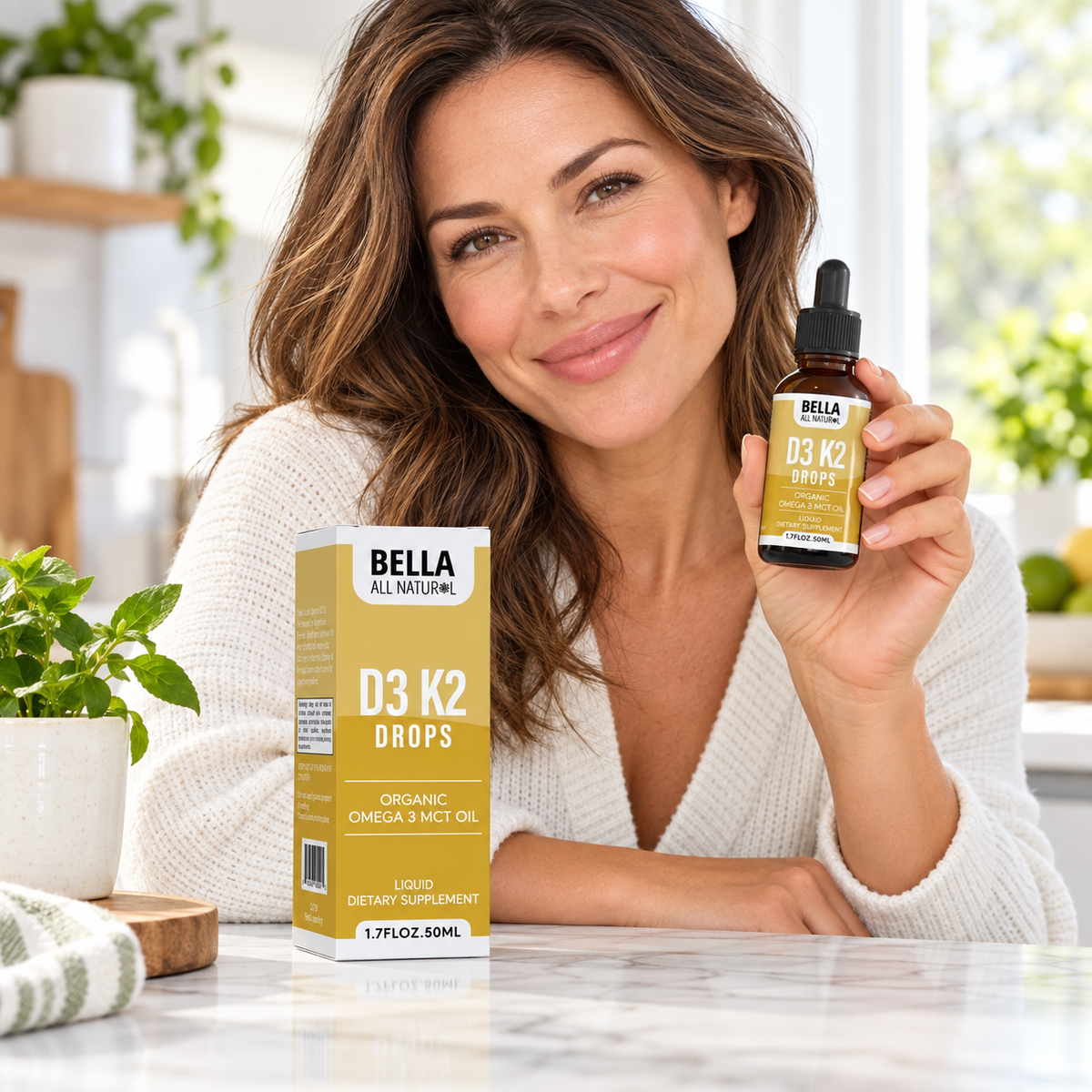 Bella All Natural D3 K2 Drops with Omega-3 MCT Oil, 1.7 fl oz lifestyle image