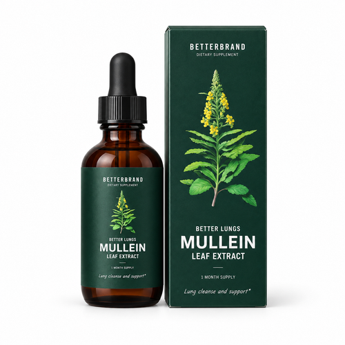 Betterbrand Mullein Leaf Extract bottle and box on white