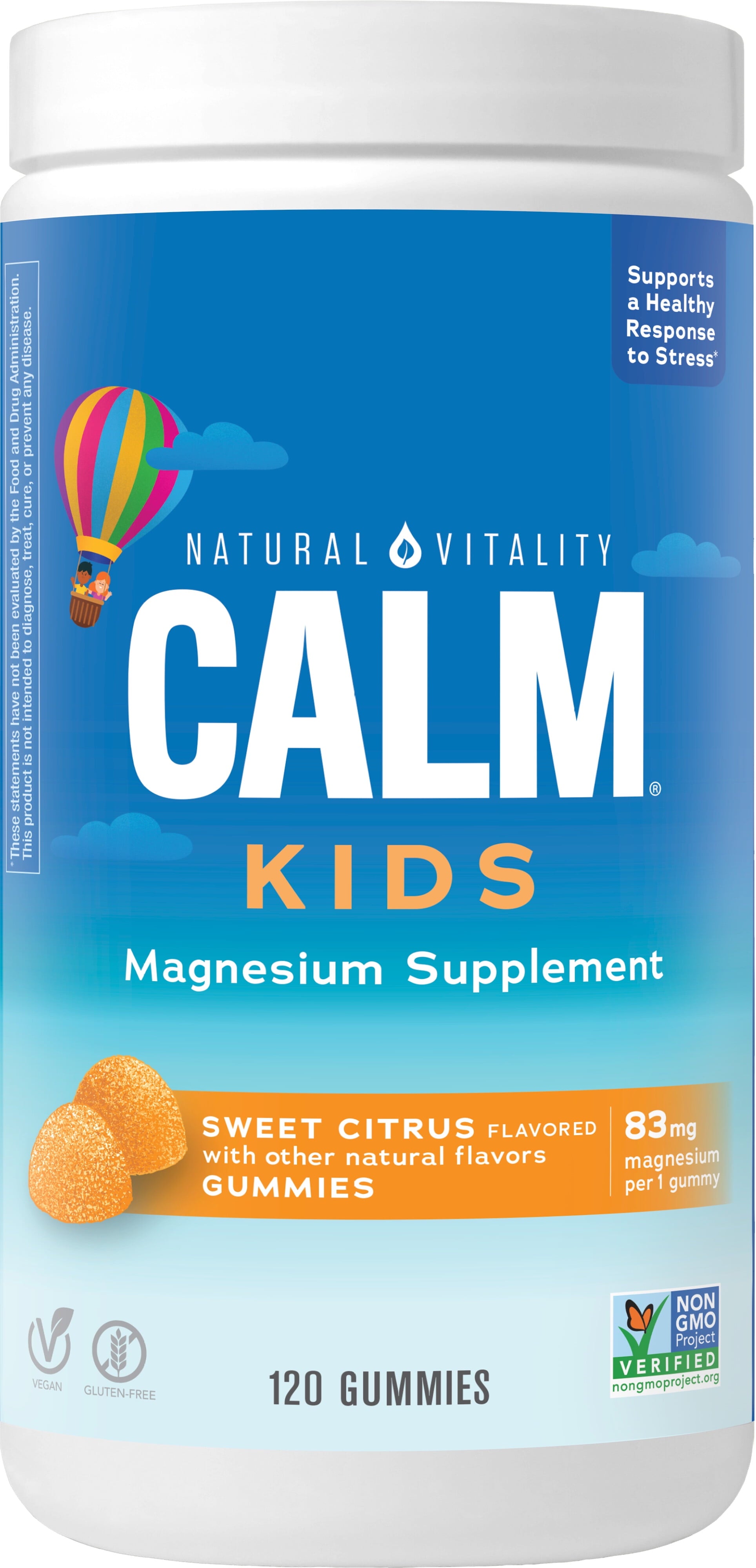 Natural Vitality CALM Kids Sweet Citrus Magnesium Gummies – 120 Count