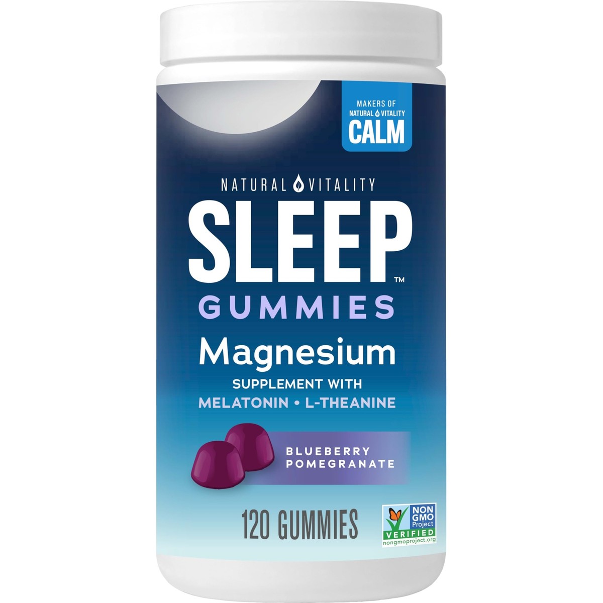 Natural Vitality SLEEP Blueberry Pomegranate Magnesium Gummies – 120 Count