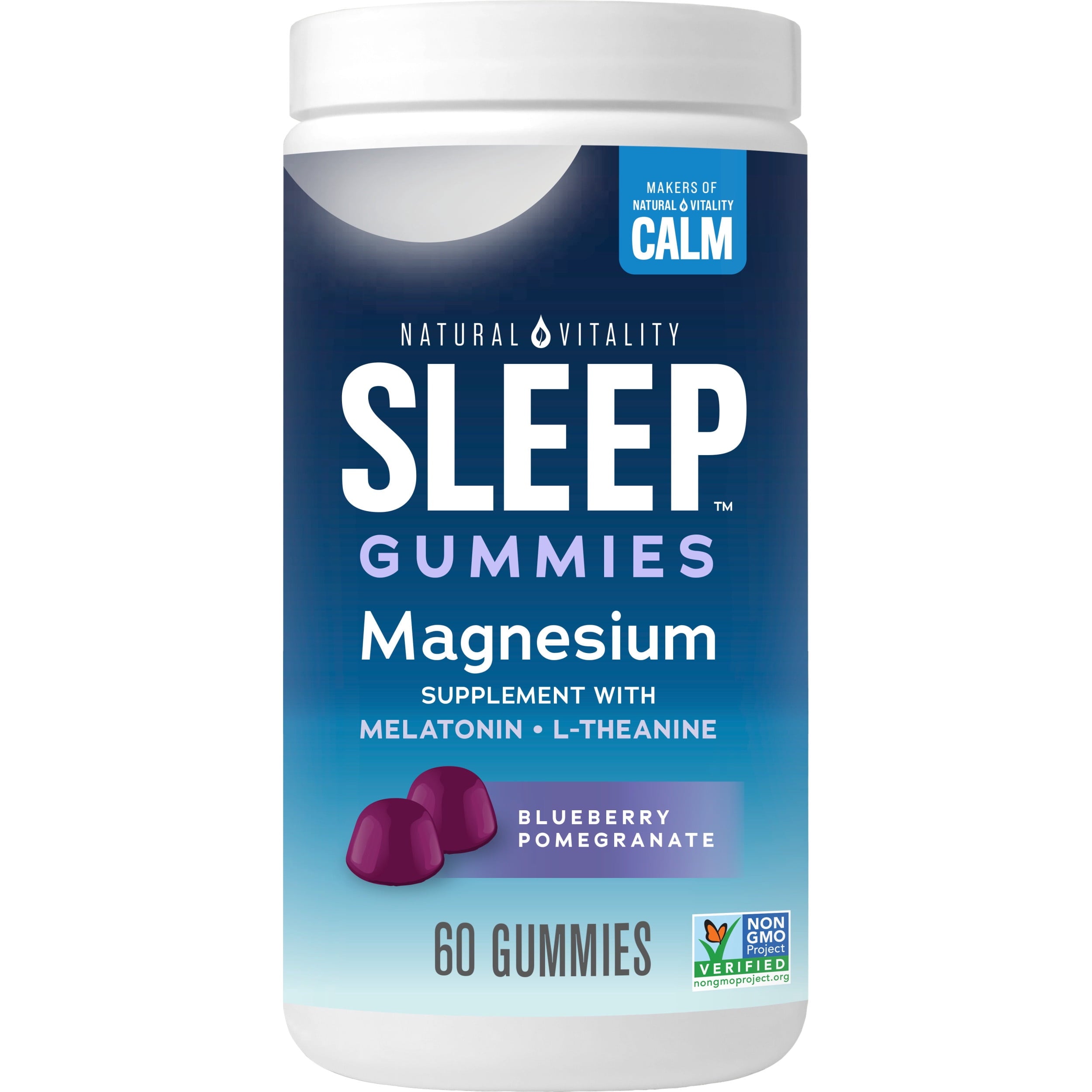 Natural Vitality SLEEP Blueberry Pomegranate Magnesium Gummies – 60 Count