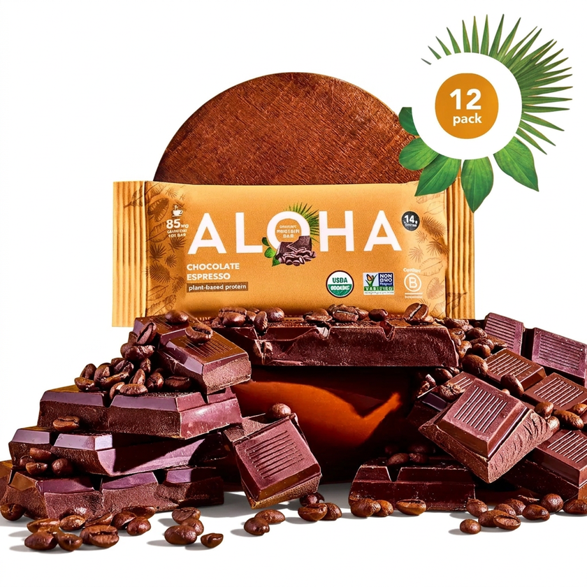 Chocolate Espresso plant protein bars, 12-count box