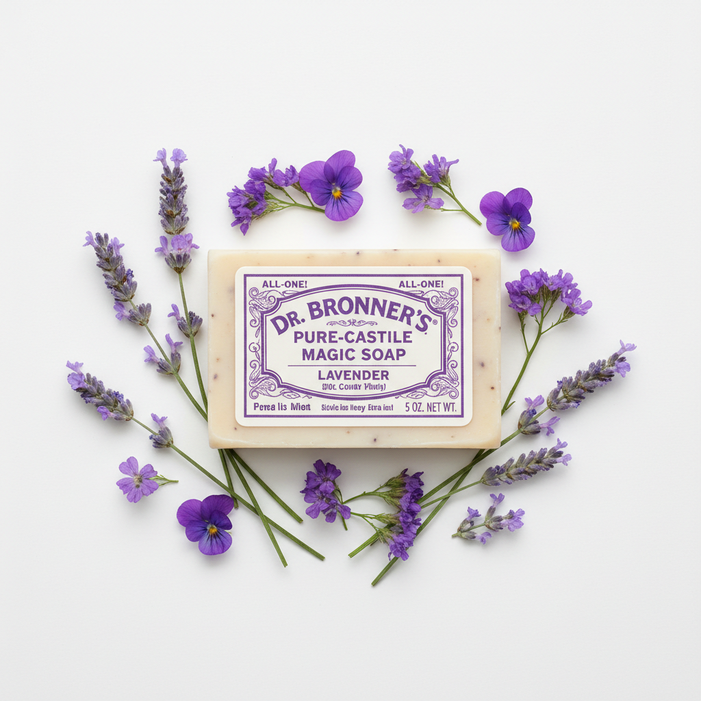 Dr. Bronner's Lavender Soap - White Background