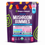 Drops of Nature Organic Mushroom Gummies, approximately 80 gummies