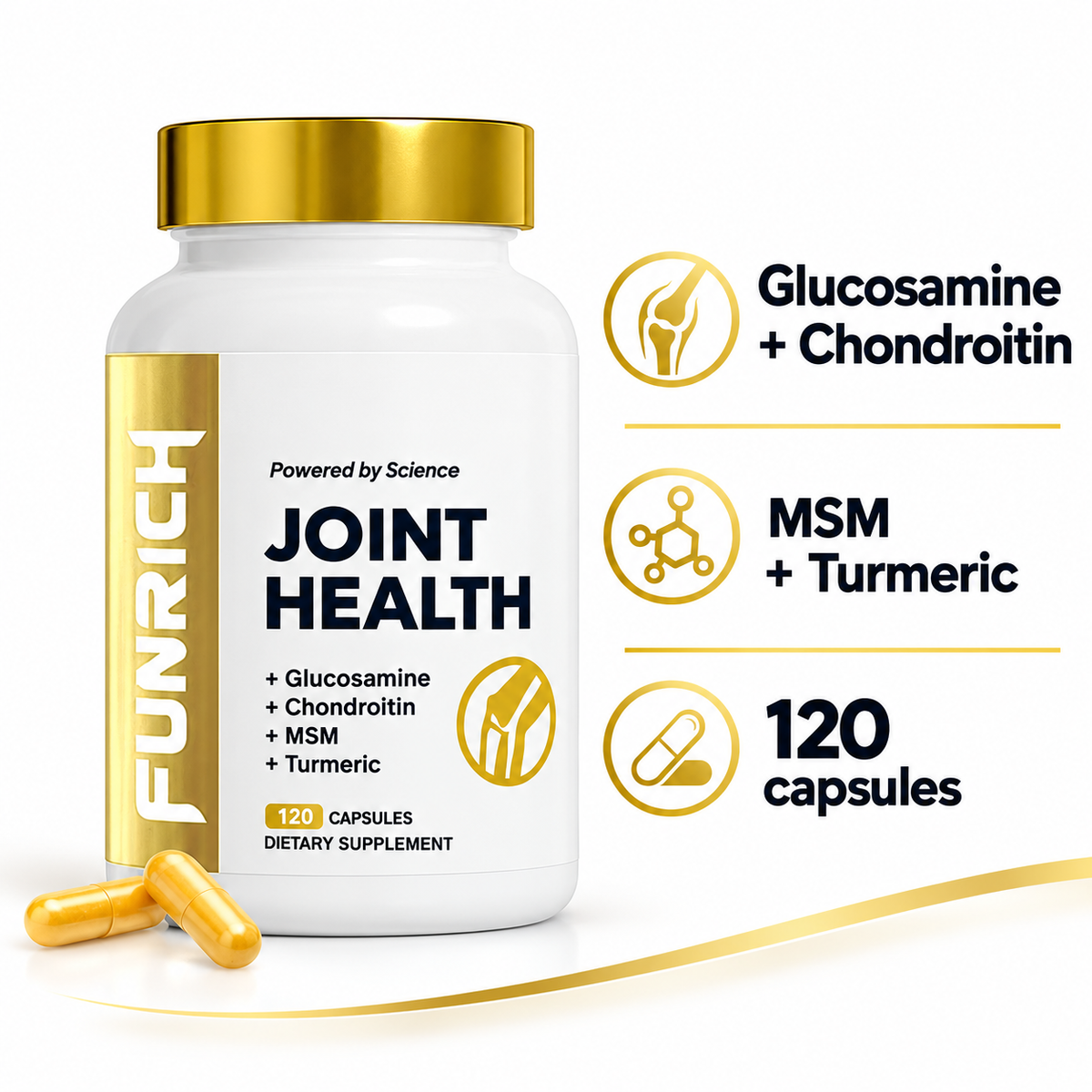 FUNRICH Joint Health ingredients and 120 capsules