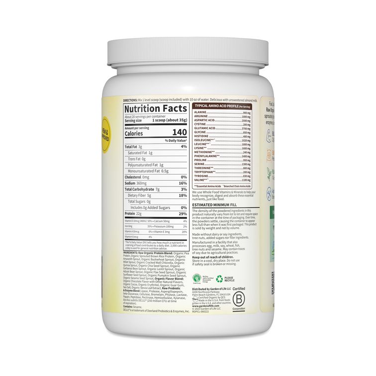 Garden of Life Raw Protein Powder, Chocolate – 24.69 oz image 3