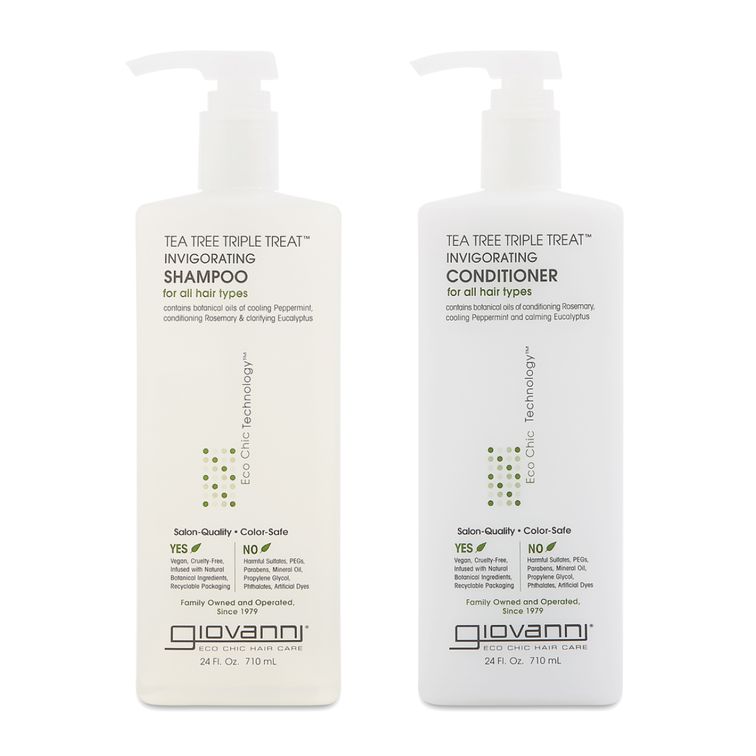 Giovanni Tea Tree Triple Treat Invigorating Shampoo & Conditioner Bundle, 2 bottles