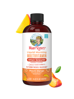 MaryRuth's Liquid Morning Multivitamin + Hair Growth – Peach Mango, 15.22 fl oz