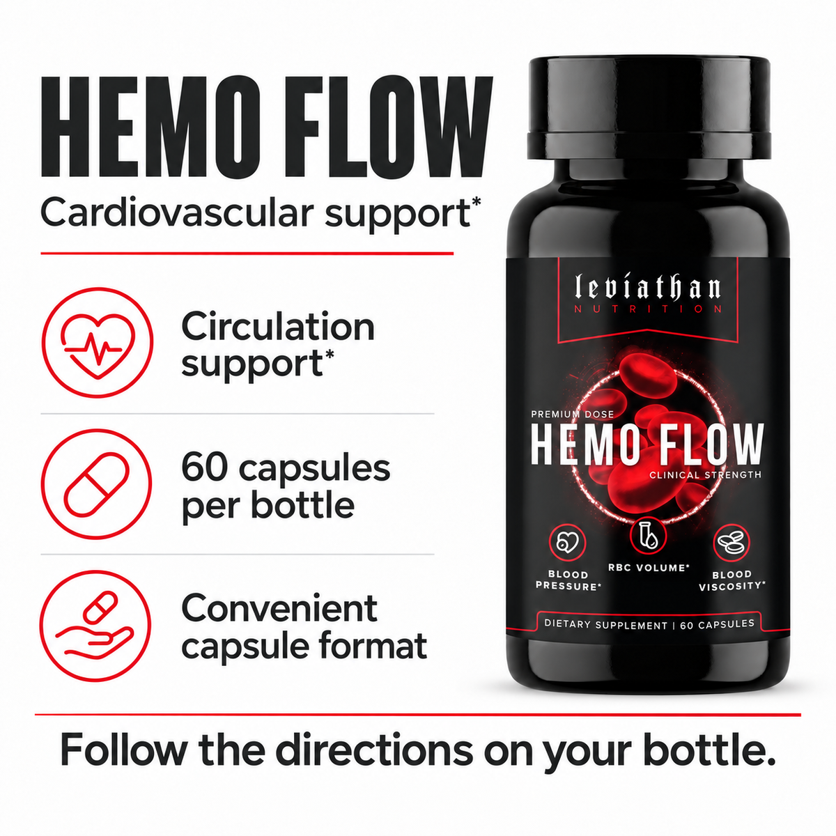 Hemo Flow cardiovascular and circulation support overview – 60 capsules