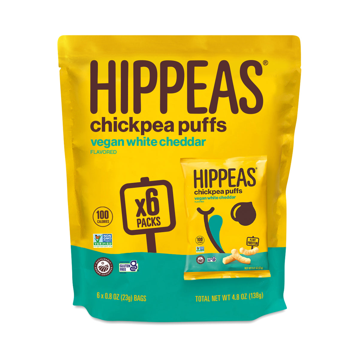 Hippeas Groovy Vegan White Cheddar snack pack – 6 individual bags