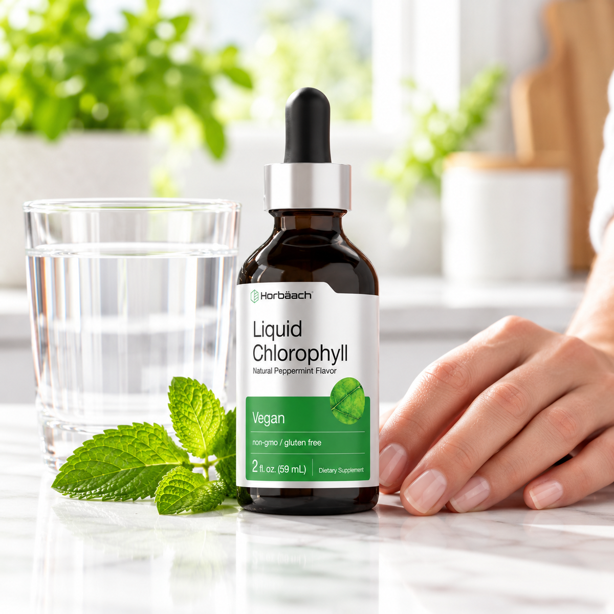 Horbäach Liquid Chlorophyll, natural peppermint flavor, 2 fl oz