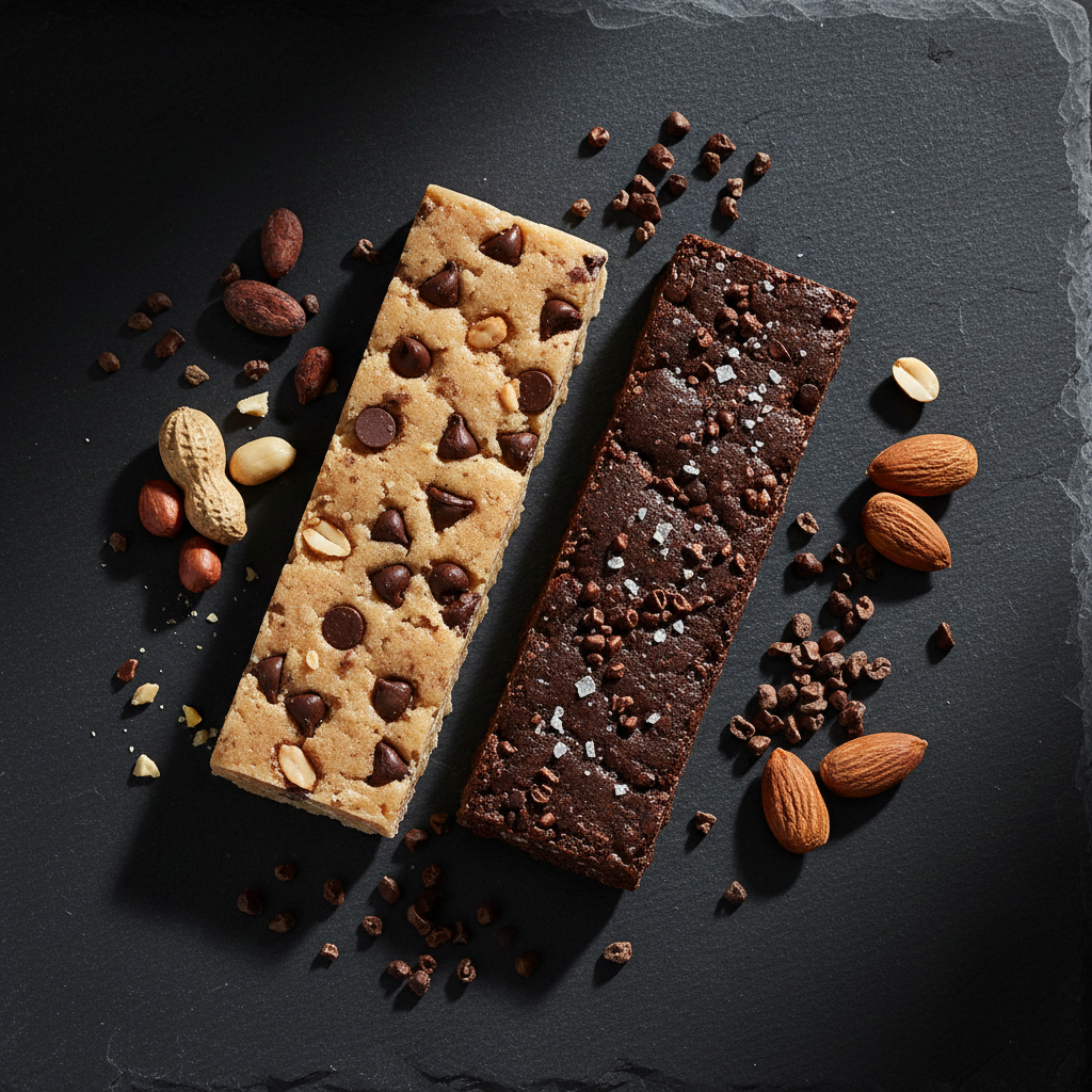 IQBAR protein bars peanut butter chip chocolate sea salt almond butter chip on dark slate