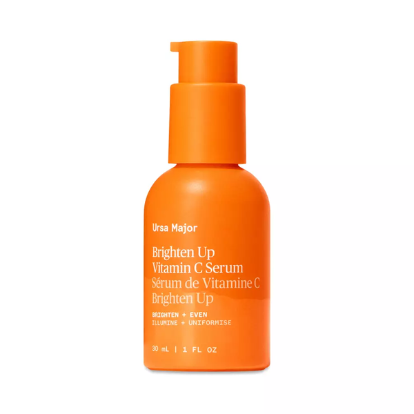 Orange bottle of Urba Major Vitamin C Serum on a white background
