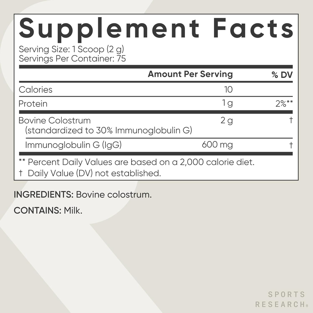 Sports Research Colostrum Powder, Unflavored
