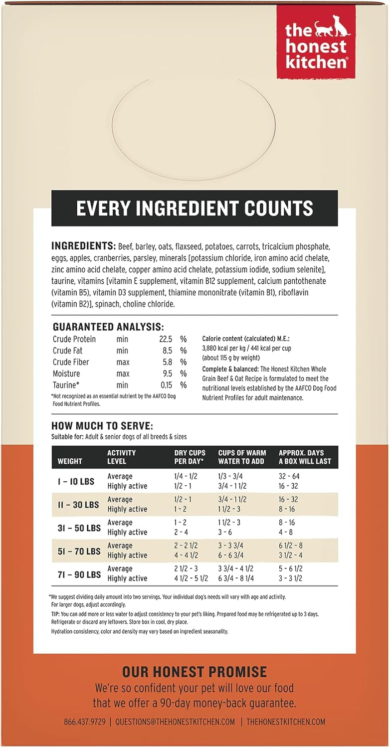 The Honest Kitchen Wholemade Grain Free Beef Dog Food, 4 lb (Makes 16 lbs)