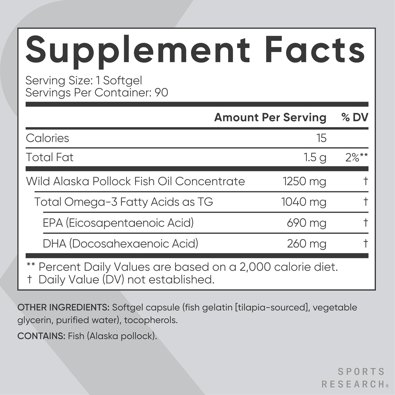 Sports Research Alaskan Omega-3 Fish Oil, Triple Strength