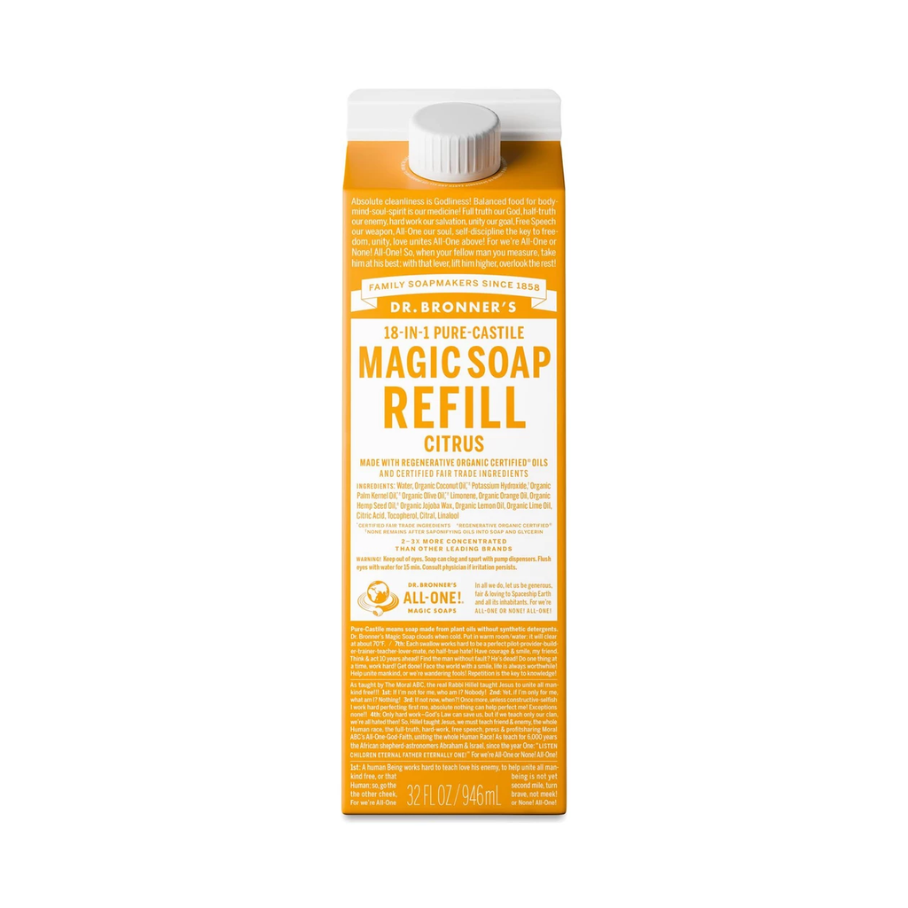 Dr. Bronner's 18-in-1 Pure-Castile Magic Soap Refill, Citrus