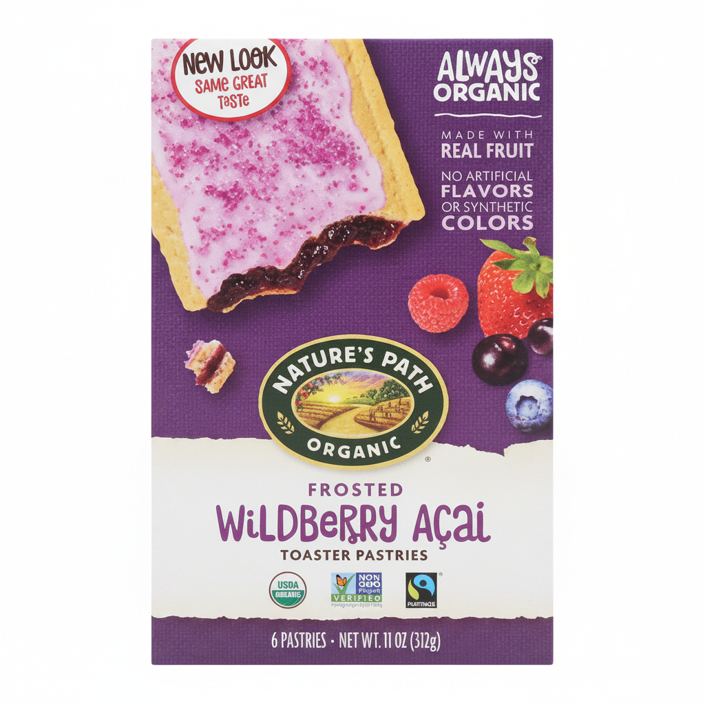 Nature's Path Organic Frosted Wildberry Acai Toaster Pastries 11oz box front view