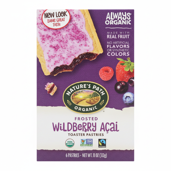 Nature's Path Organic Frosted Wildberry Acai Toaster Pastries 11oz box front view