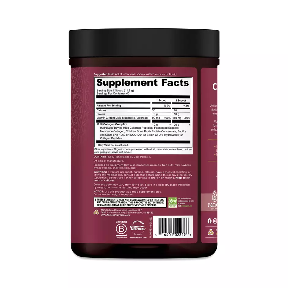 Ancient Nutrition Multi Collagen Protein Powder, Chocolate