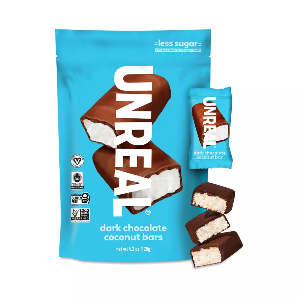 Unreal, Dark Chocolate Coconut Bars, 4.2 oz, Pack of 4