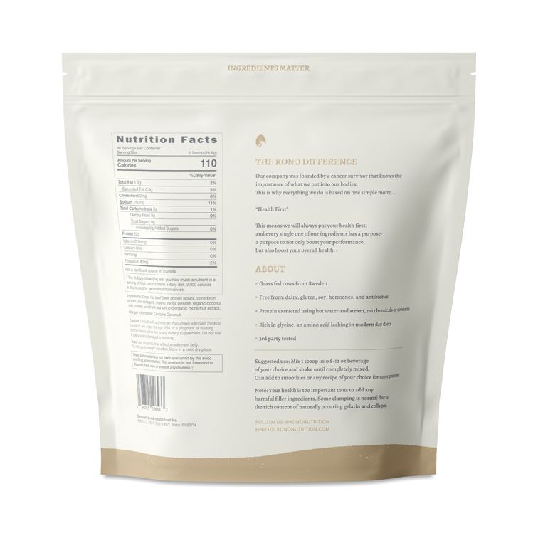 KONO Grass Fed Beef Protein Powder Blend, Madagascar Vanilla – 28.4 oz image 2