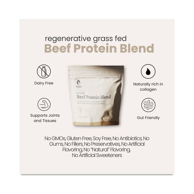 KONO Grass Fed Beef Protein Powder Blend, Madagascar Vanilla – 28.4 oz image 3