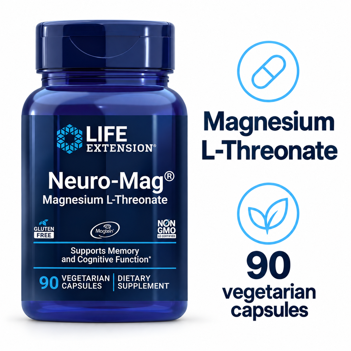 Life Extension Neuro-Mag Magnesium L-Threonate, 90 vegetarian capsules