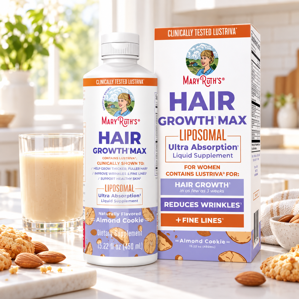 MaryRuth's Hair Growth Max Liposomal Almond Cookie, 15.22 fl oz lifestyle image