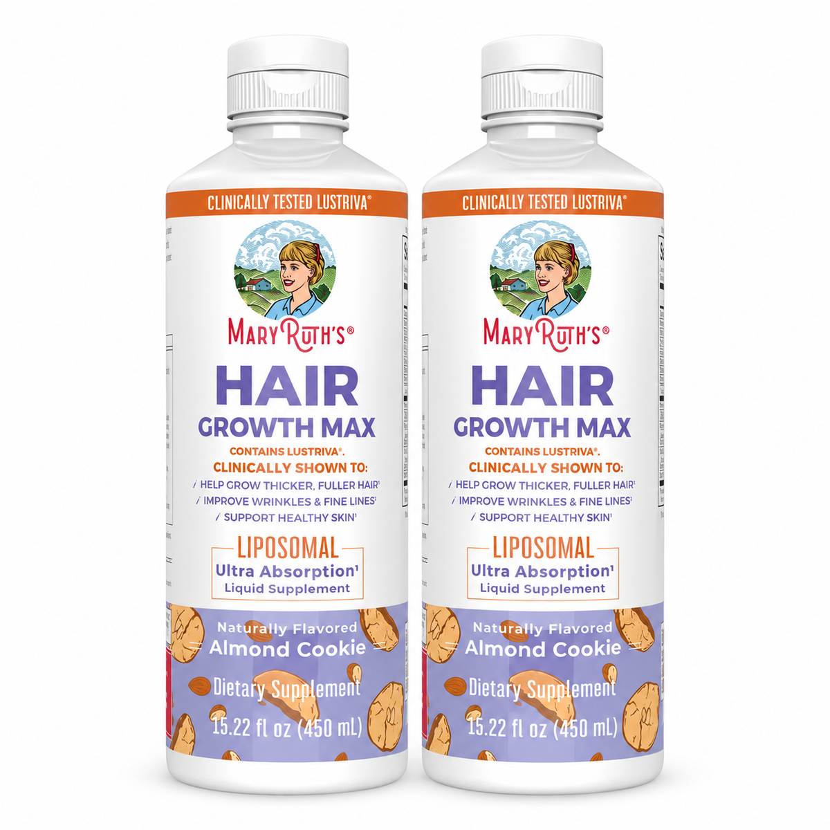 MaryRuth's Hair Growth Max Almond Cookie 2 bottle bundle