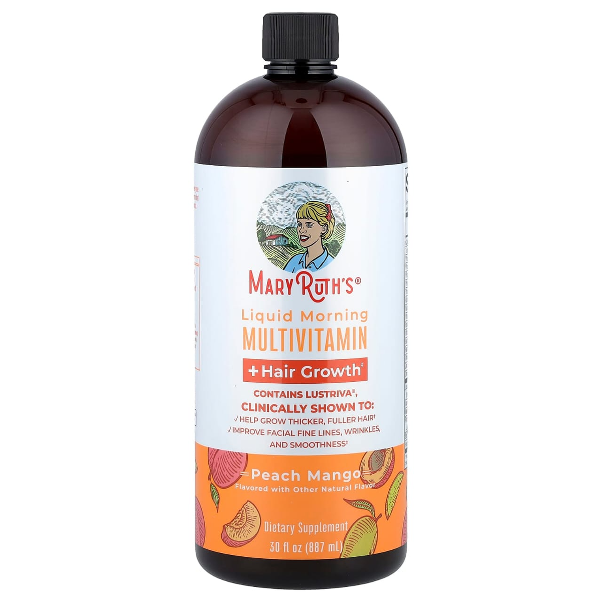 MaryRuth's Peach Mango liquid morning multivitamin, 30 fl oz, original bottle