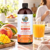 Illustrative breakfast routine with Peach Mango 30 fl oz bottle