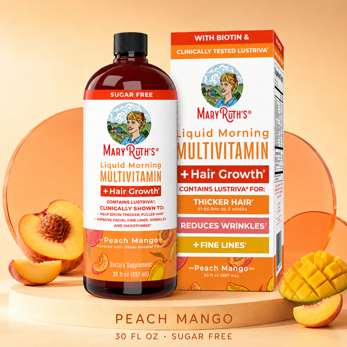 MaryRuth's Liquid Morning Multivitamin Peach Mango premium product display