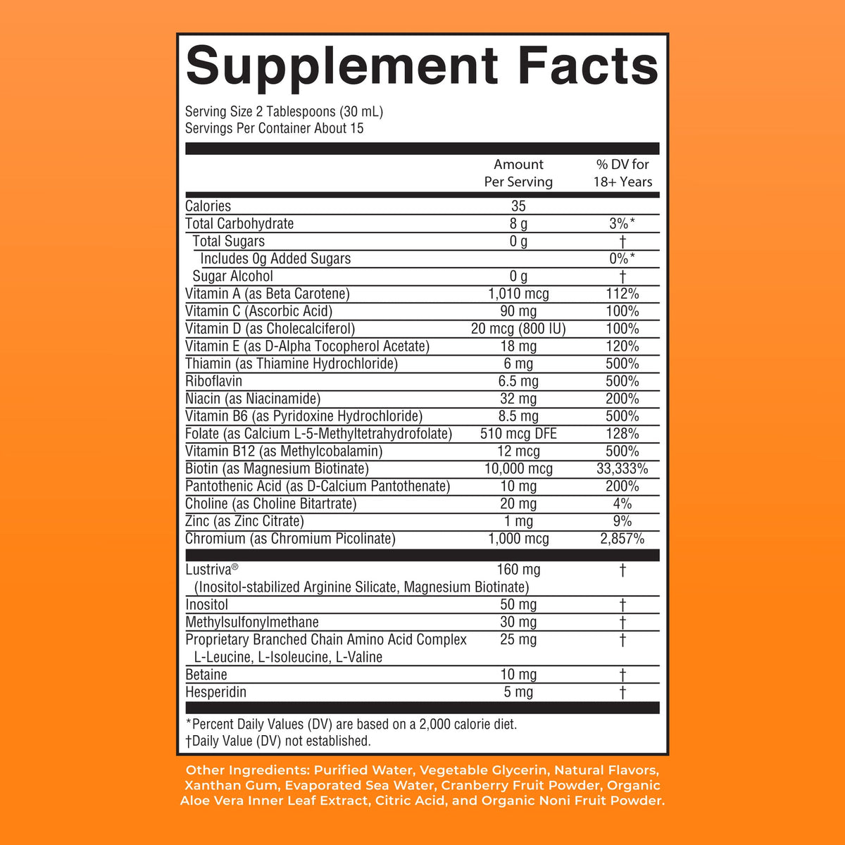MaryRuth's Hair Growth Peach Mango supplement facts