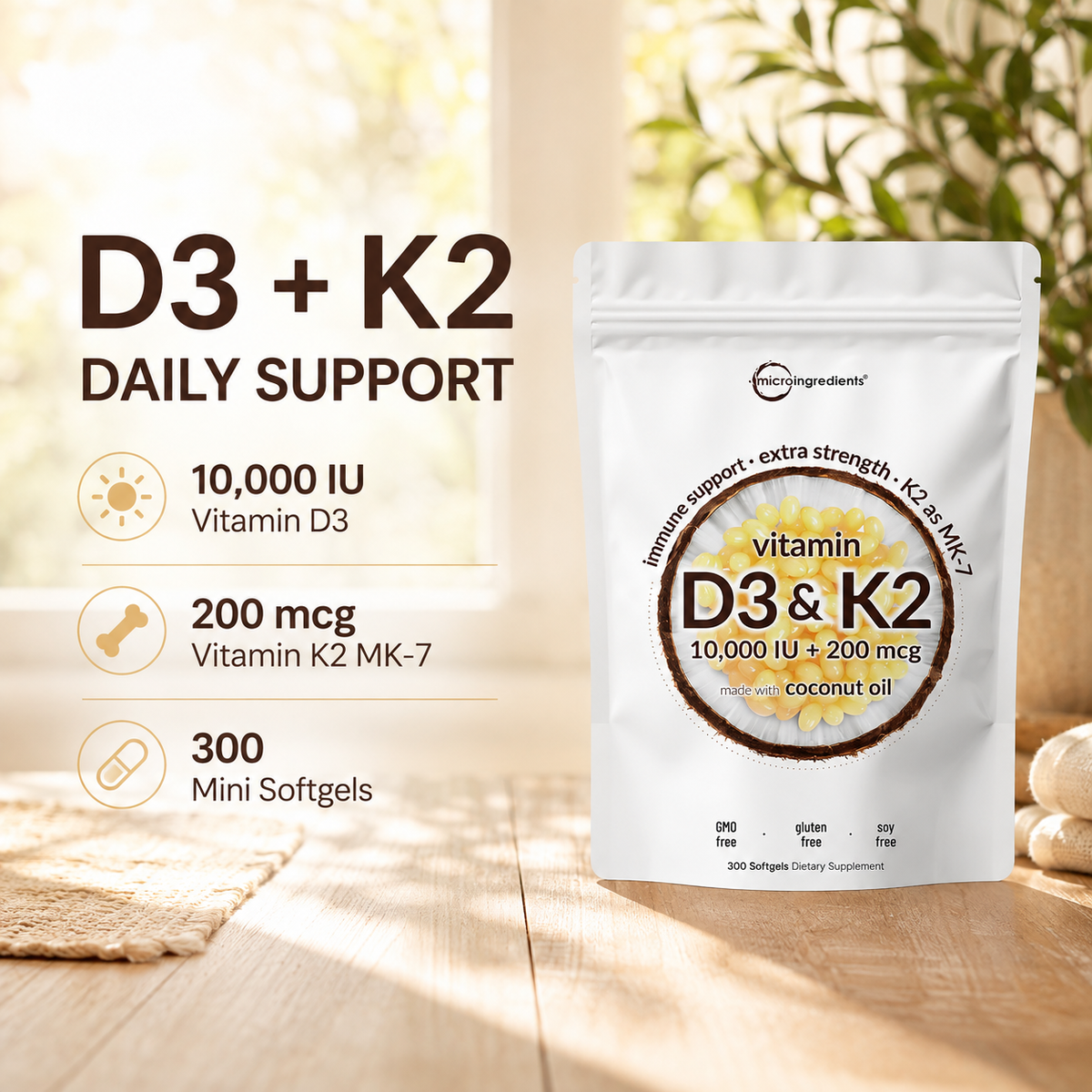 Vitamin D3 and K2 dosage and softgel benefits