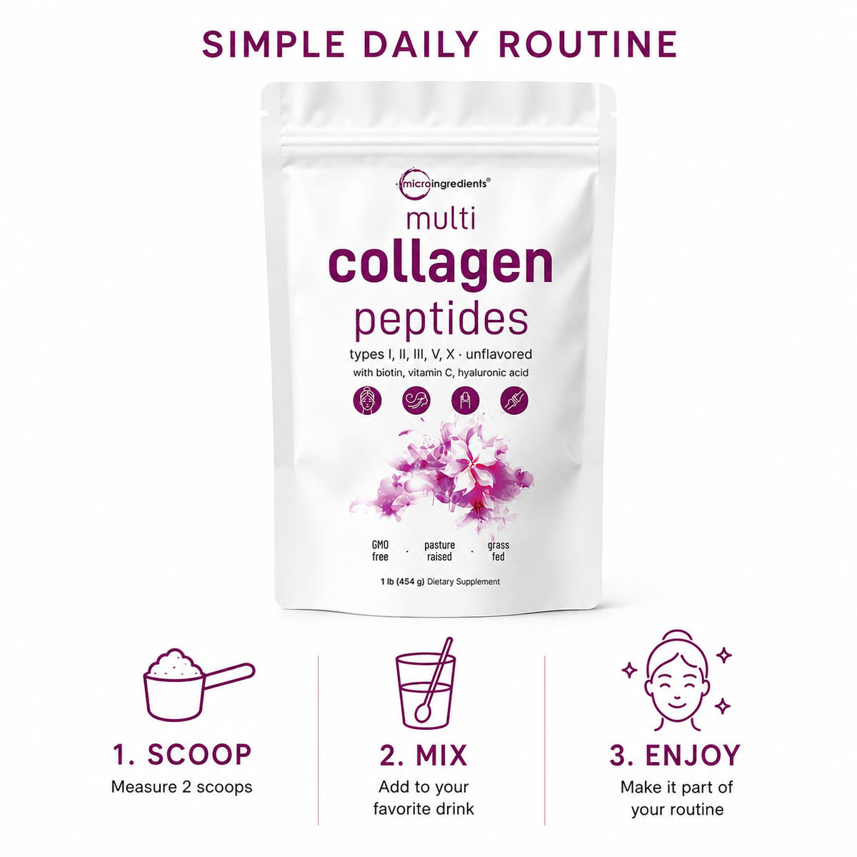 Micro Ingredients Multi Collagen simple three step daily routine
