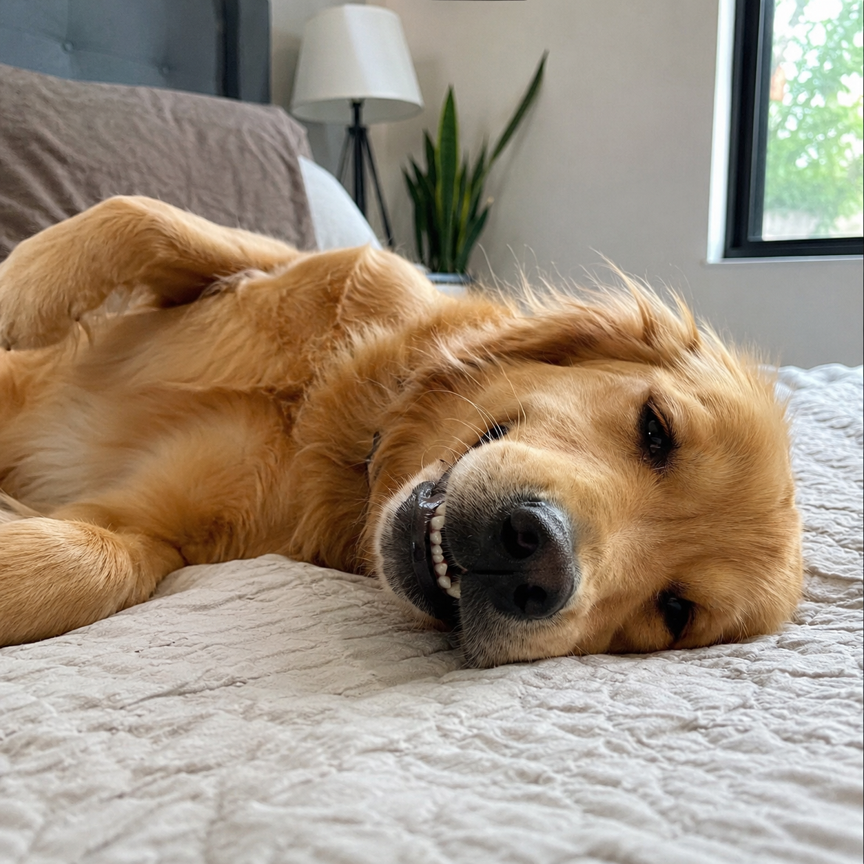 Dog at home with owner