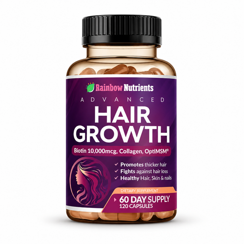 Rainbow Nutrients Advanced Hair Growth 120 capsules on a white background