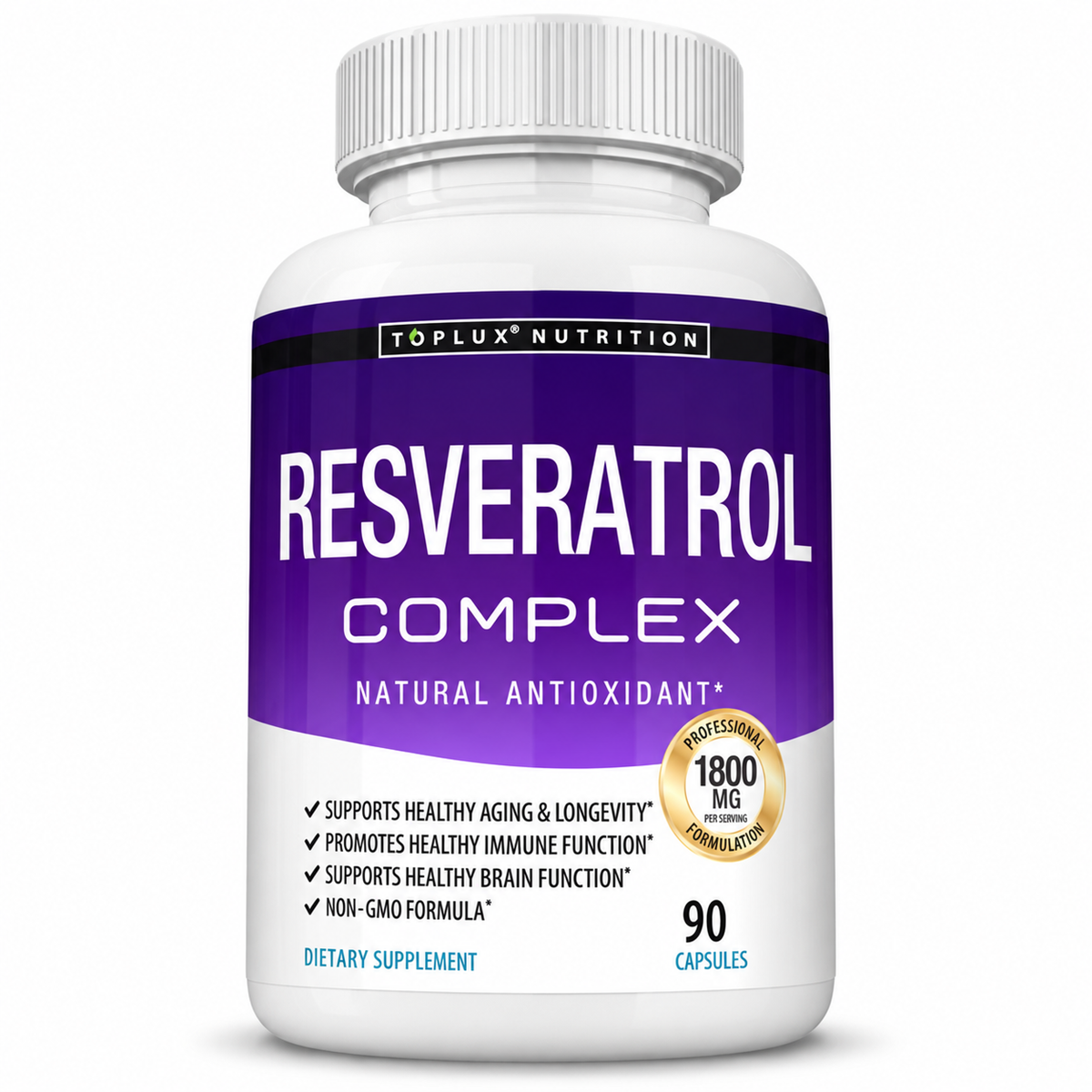 Toplux Nutrition Resveratrol Complex 90 capsules white-background product